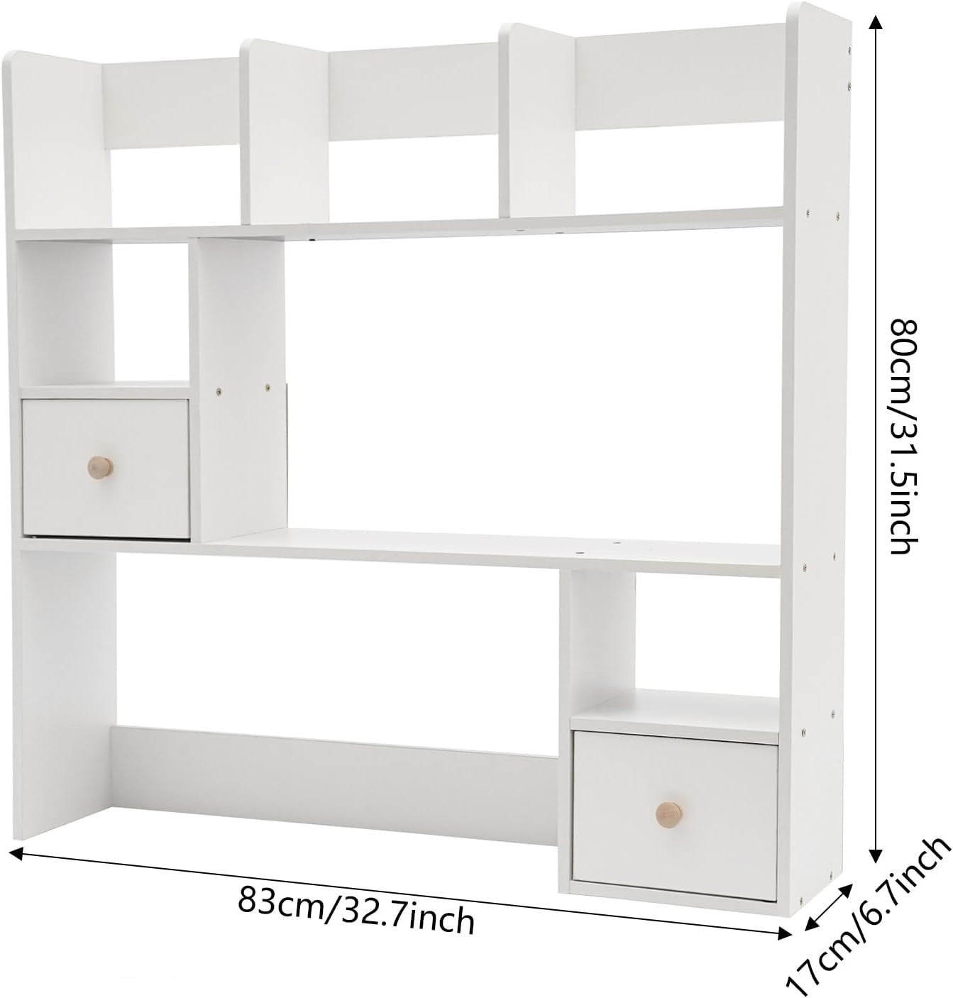Adjustable Expandable Desktop Bookshelf 5-Tier Storage Organizer White