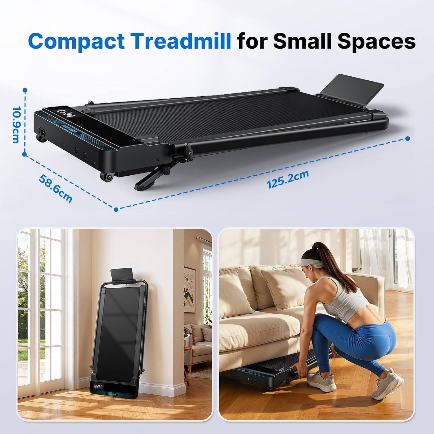 Foldable Home Treadmill 12km/h 6% Incline Quiet Running & Walking