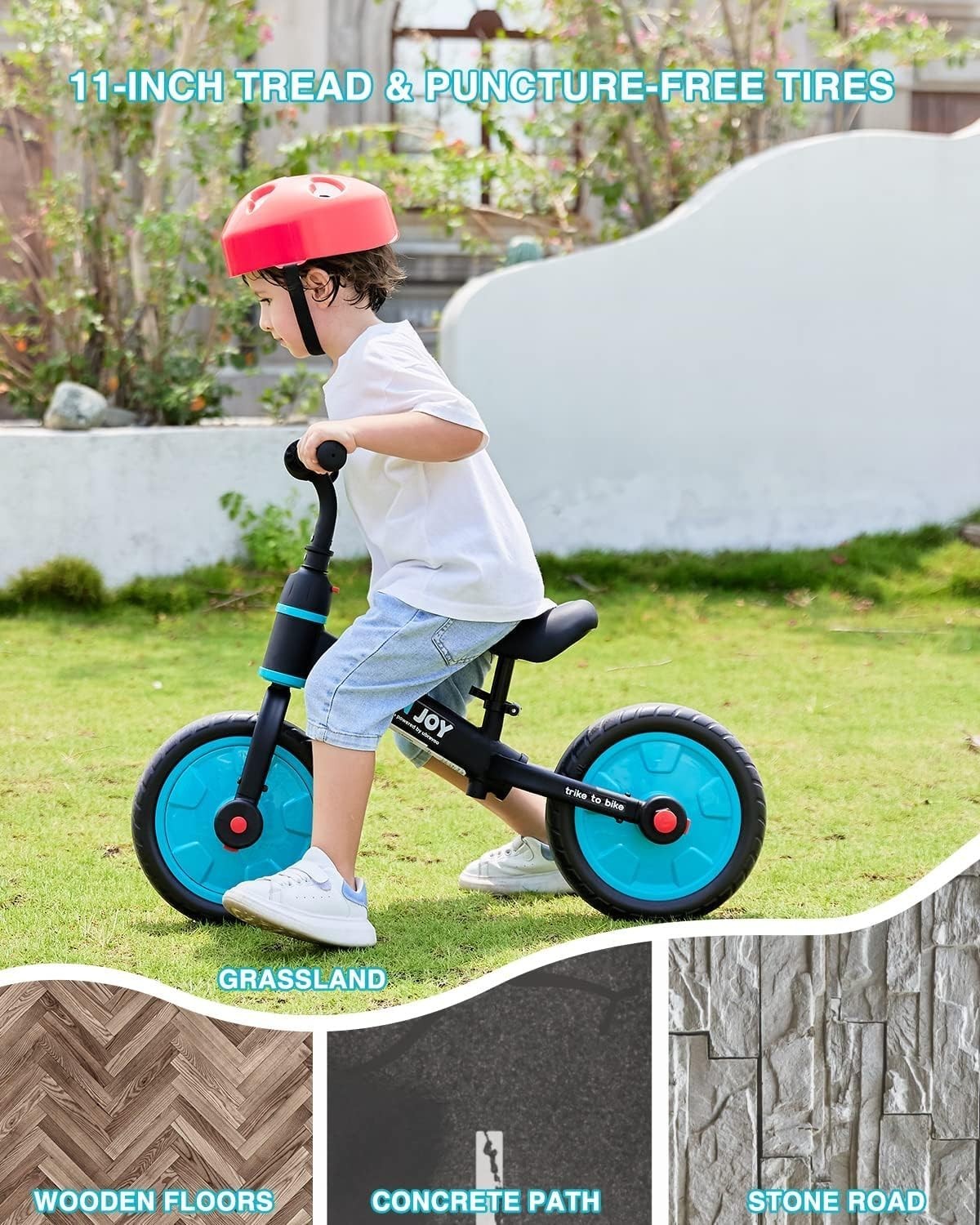 4 in 1 Kids Balance Bike Trike Pedal Bike Training Wheels Blue 2-5Y