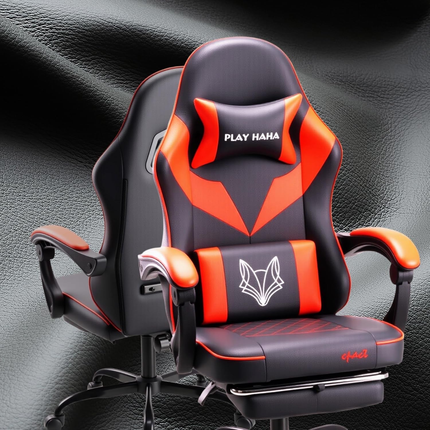Ergonomic Gaming Chair Reclining PU Leather 150kg Red Black