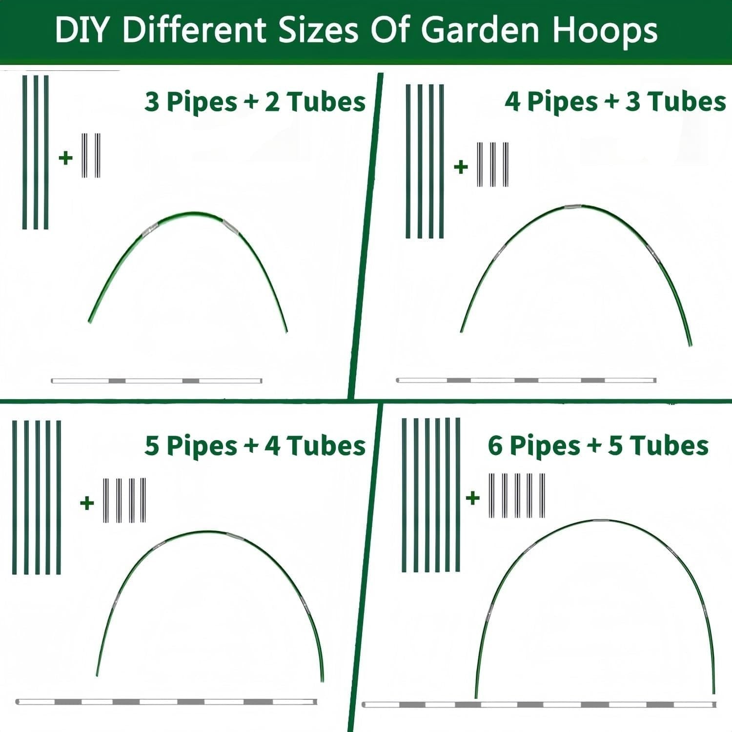 6pcs Adjustable Garden Hoop Frame Set for Raised Beds & Grow Tunnels 115×85cm