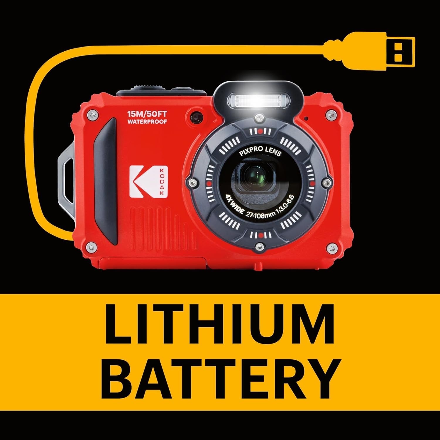Waterproof Digital Camera 4X Zoom Optical Stabilisation Red Compact