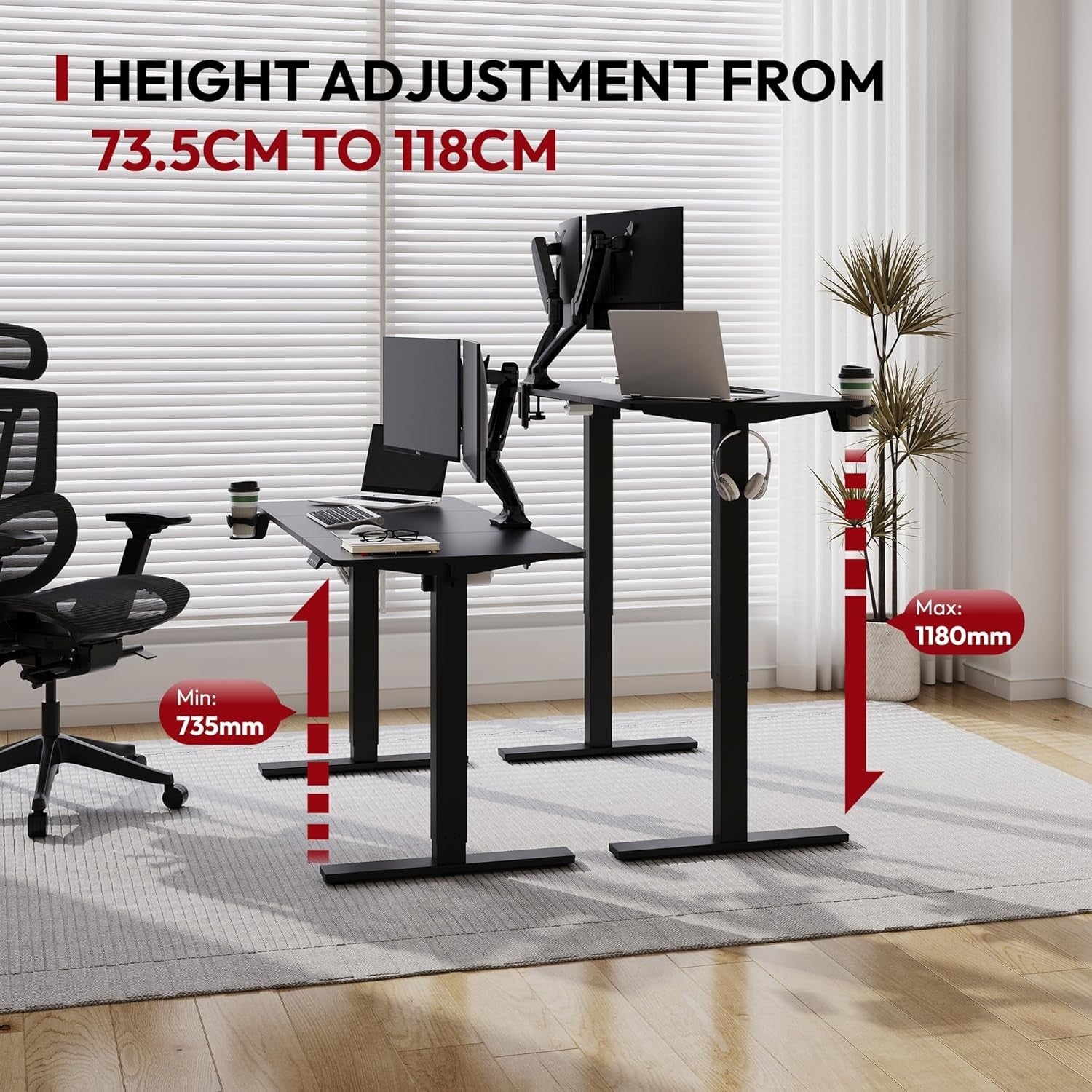 Large Electric Standing Desk 200x80cm Sit Stand Desk for Home Office