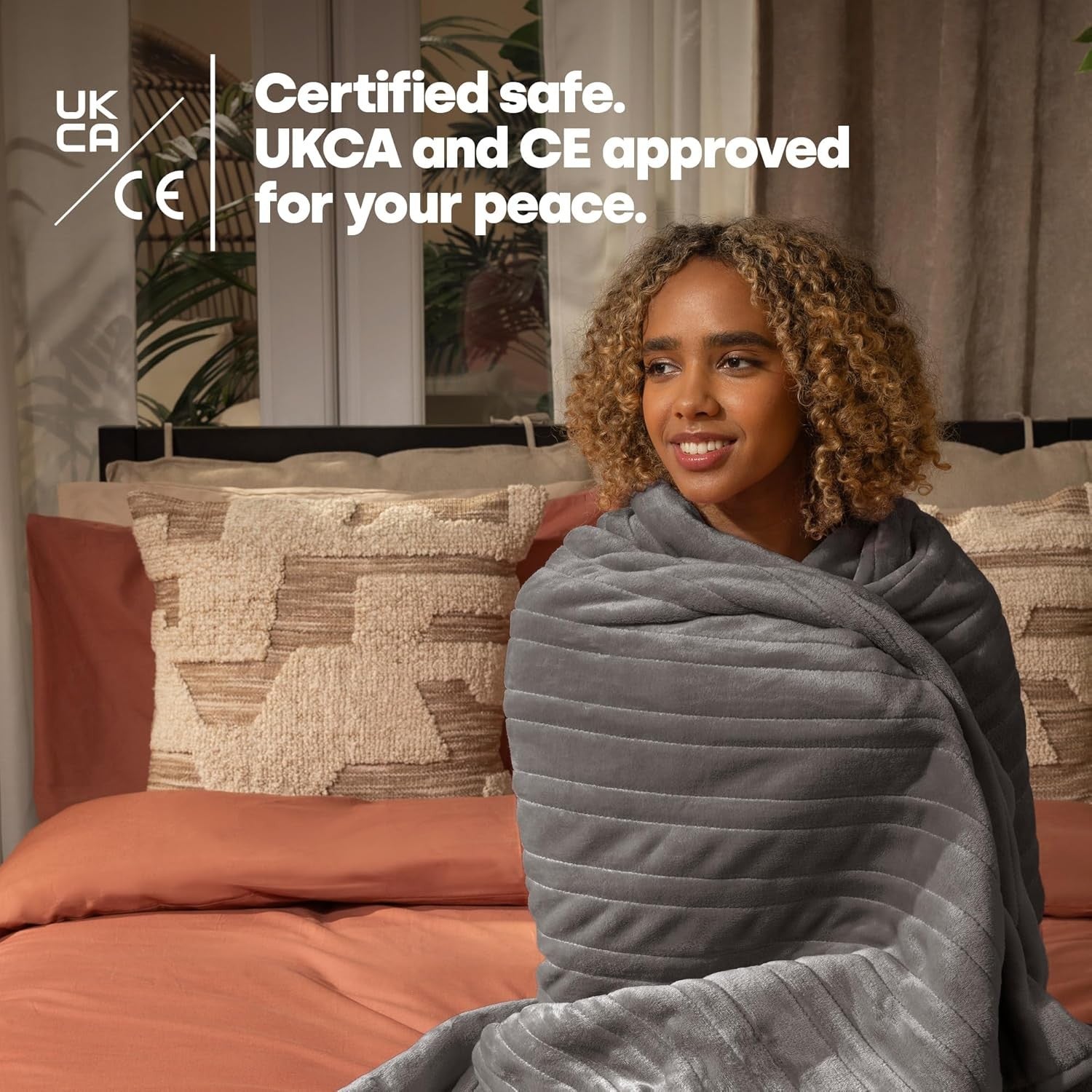 Electric Heated Throw Blanket 9 Heat Settings Soft Fleece 160x130cm
