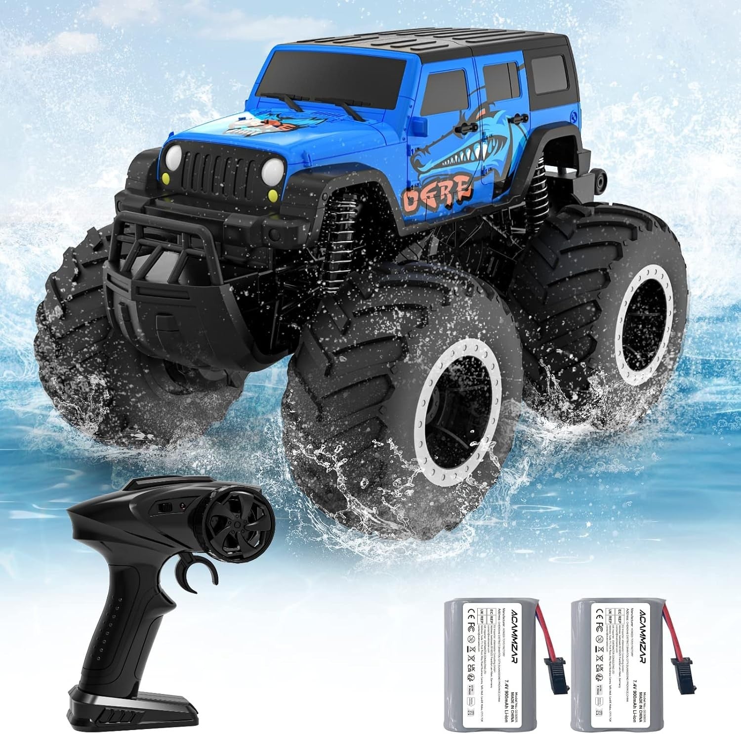 Amphibious 4WD RC Monster Truck Car Kids | 360° Flip, Waterproof, 1:16, 20km/h