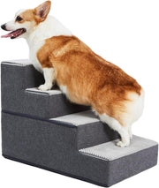 4 Step Dog Stairs for High Bed Non Slip Pet Ramp Grey