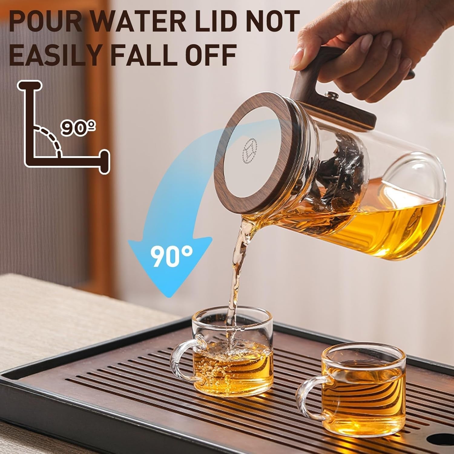 Glass Teapot with Infuser 600ml Tea Water Separation Tea Coffee Pot