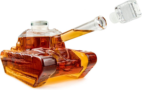 Tank Shaped 1L Whiskey Decanter Glass Novelty Liquor Carafe Gift for Men