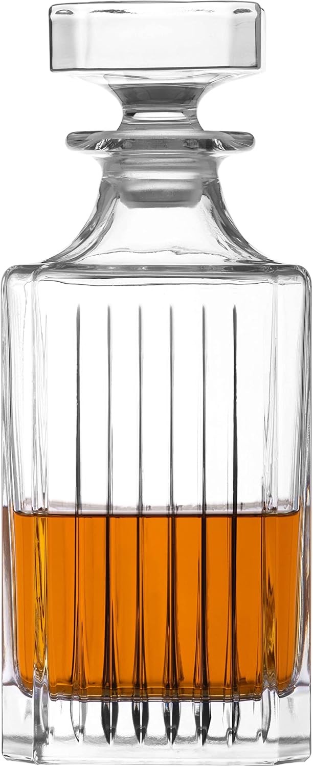 Crystal Whisky Decanter 750ml Art Deco Design with Stopper & Luxury Gift Box