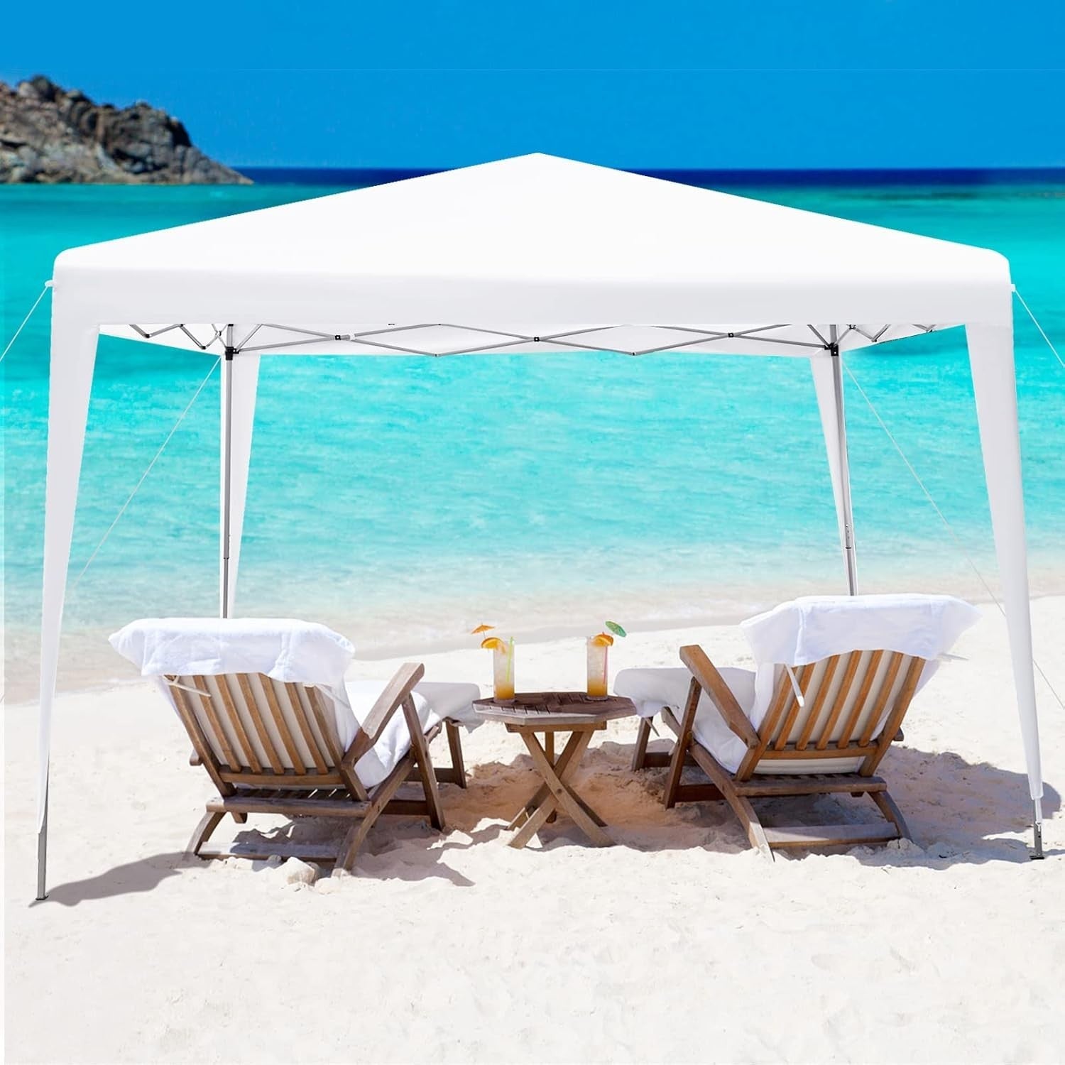 3x3m Pop Up Gazebo Adjustable Waterproof Outdoor Canopy w/ Bag White