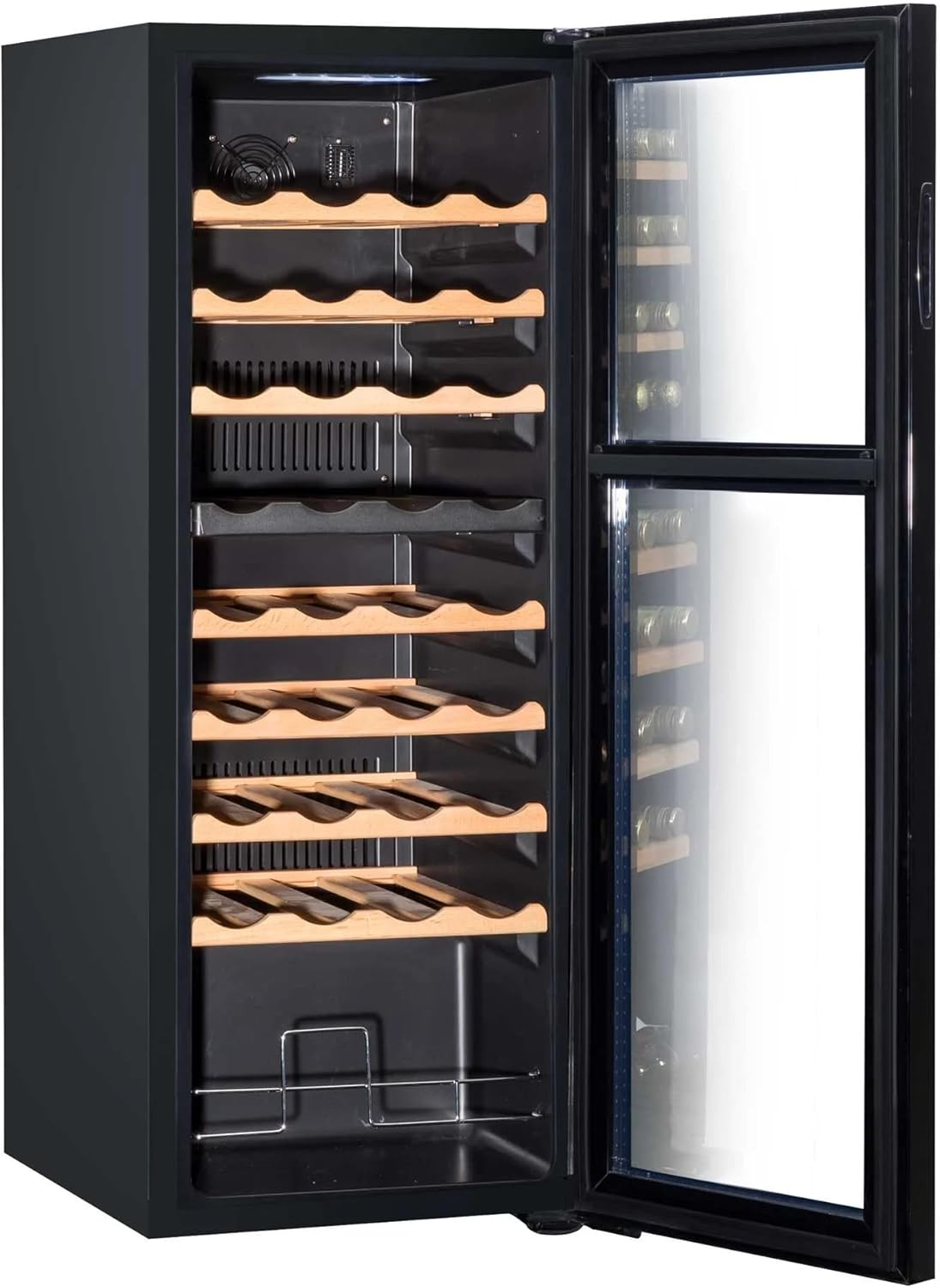 36 Bottle Dual Zone Wine Cooler Fridge Touch Screen LED Glass Door Black