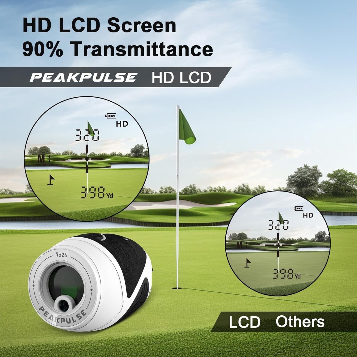 Golf Range Finder 1200 Yards Slope Flag Lock 7X Magnification Rechargeable