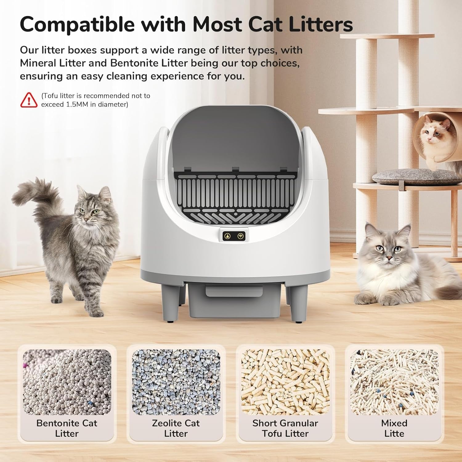 Open Top Self Cleaning Cat Litter Box App Control Odor Free XXL
