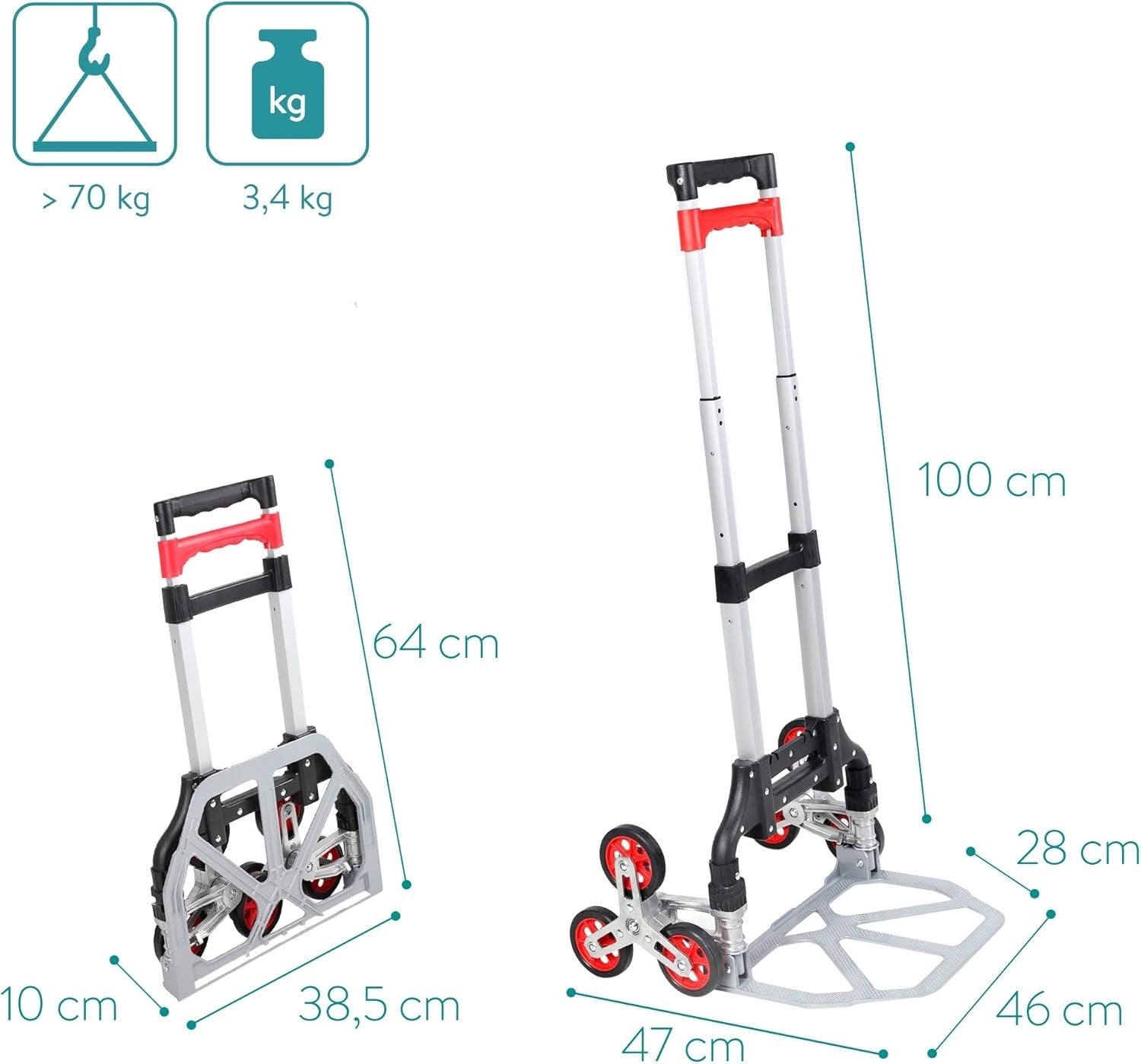 Lightweight Folding Stair Climbing Hand Trolley Aluminium Dolly 35kg