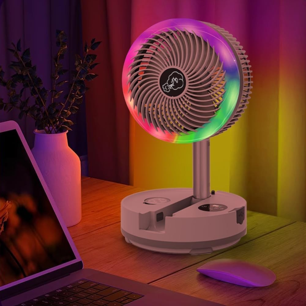 Foldable 10" Rechargeable Fan 40000mAh LED Light Remote 9-Speed Portable Cooling
