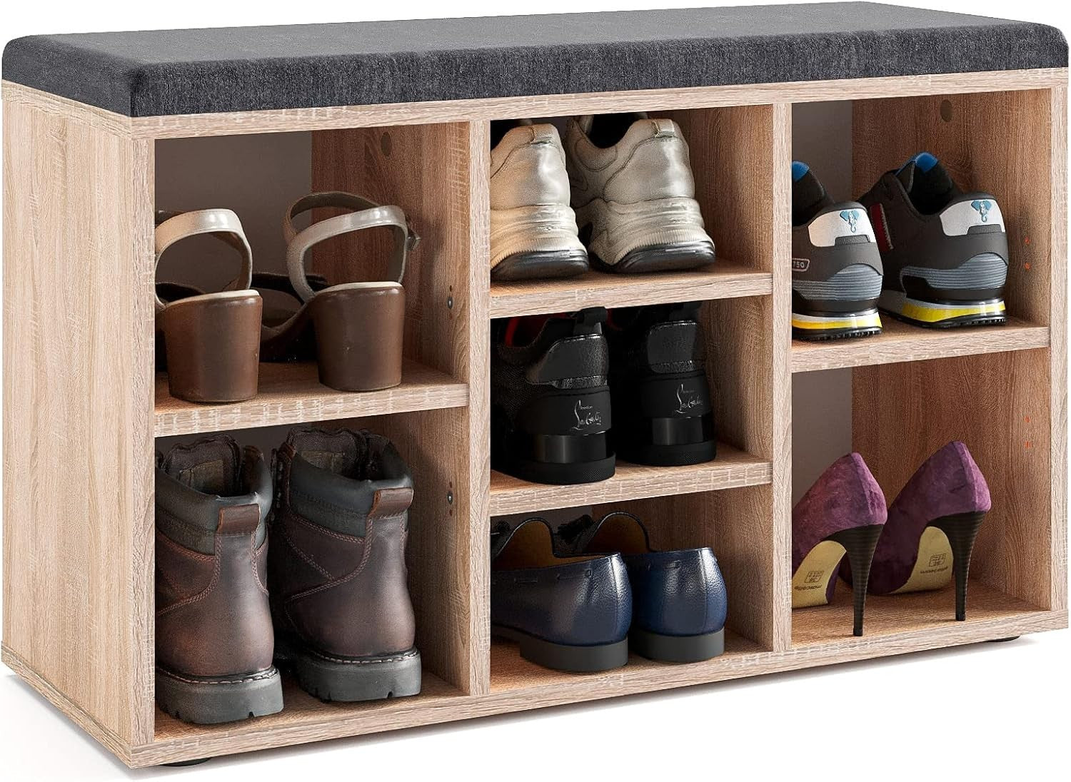 Narrow Shoe Storage Bench with Seat & Adjustable Shelves for Hallway 80cm