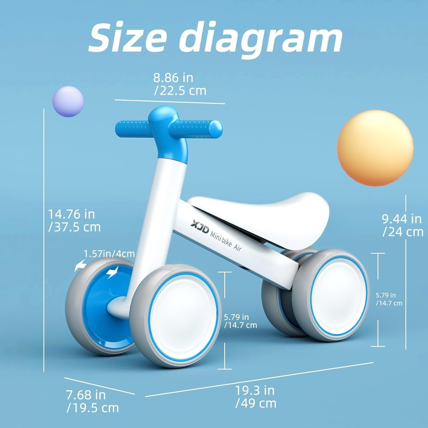 Toddler Balance Bike 10-24 Months Baby Ride On Trike No Pedal Cyan