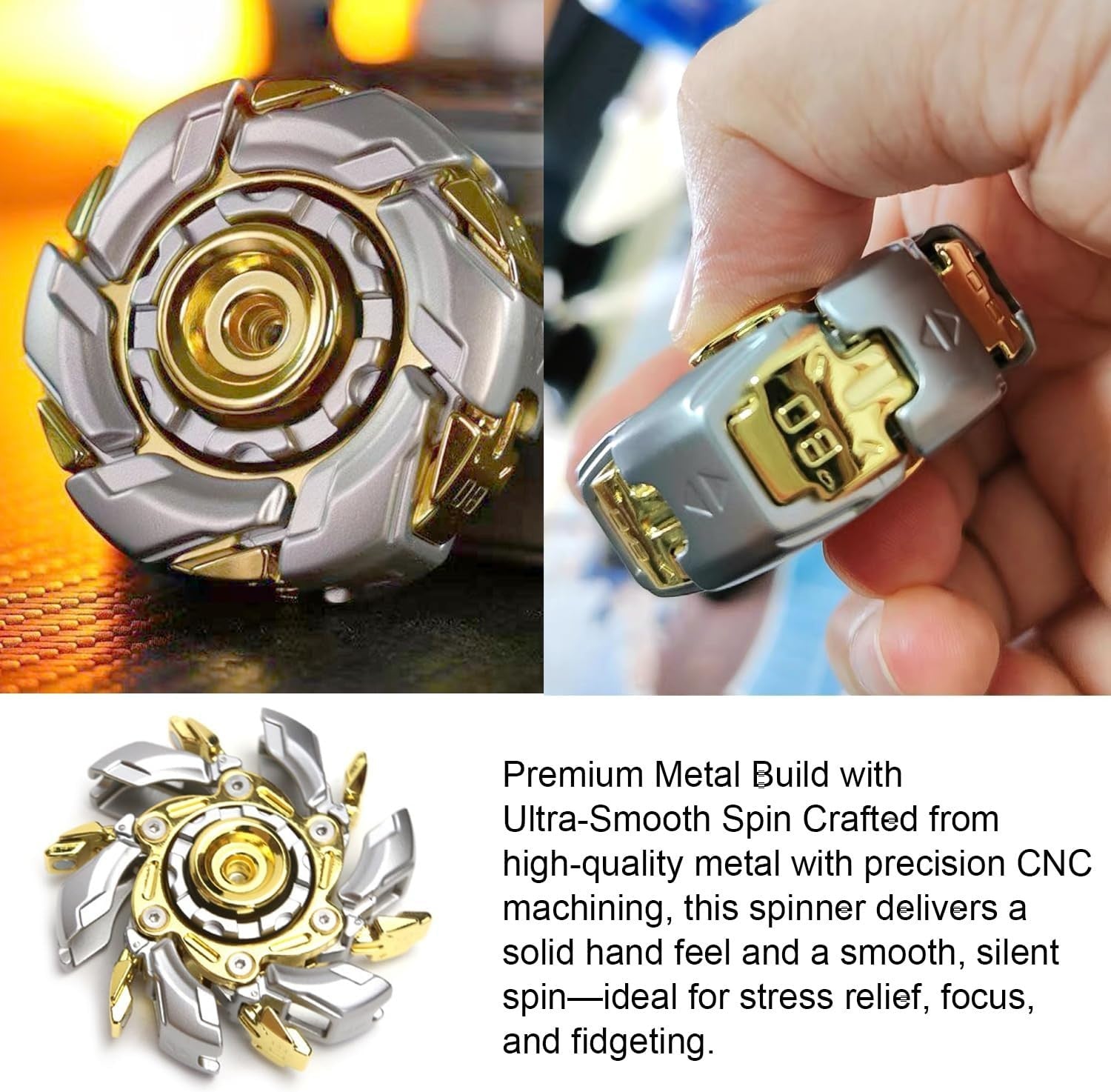 Dual Color Mecha Fidget Spinner Metal Transforming Stress Relief