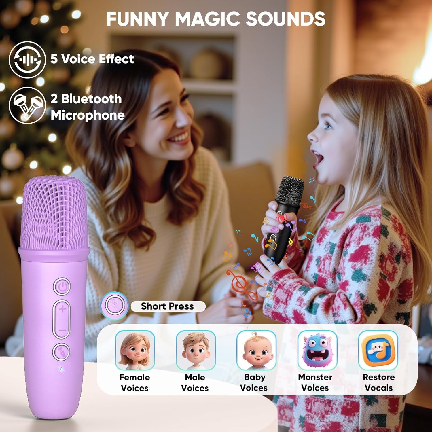 Girls Mini Karaoke Machine with 2 Mics LED Party Speaker Gift
