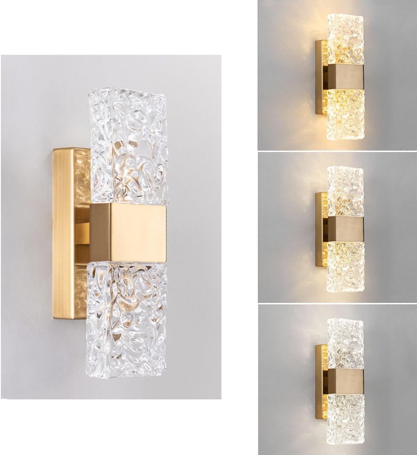 Modern LED Crystal Wall Light Sconce Gold Bedroom Living Hallway Lamp