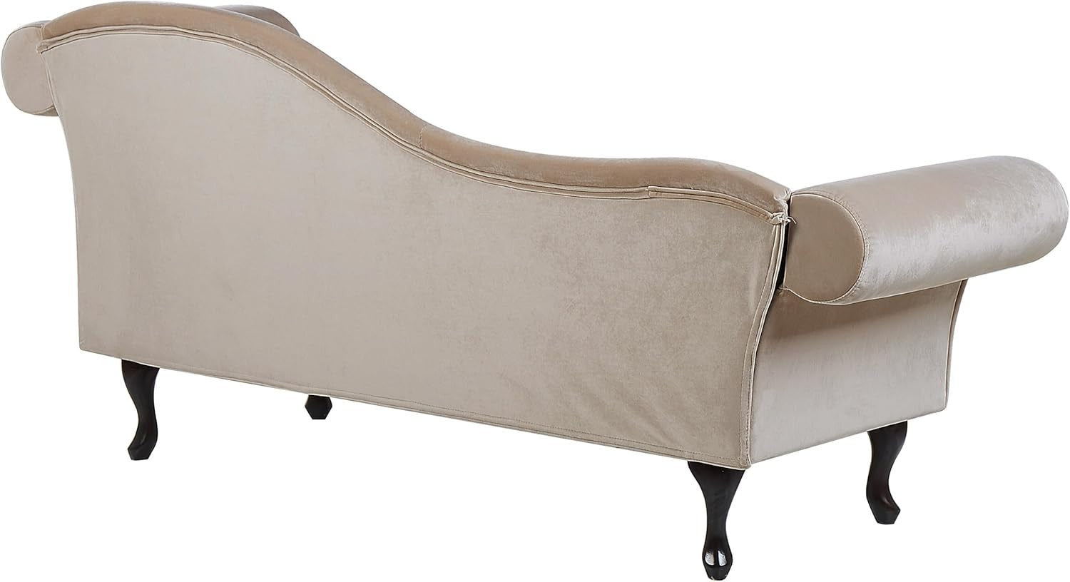 Vintage Beige Velvet Right Hand Chaise Lounge Tufted Chesterfield Sofa 188cm