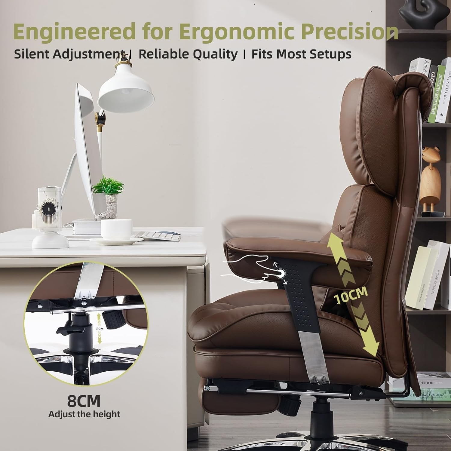 Executive Office Chair PU Leather Recliner 200kg Swivel w/ Footrest