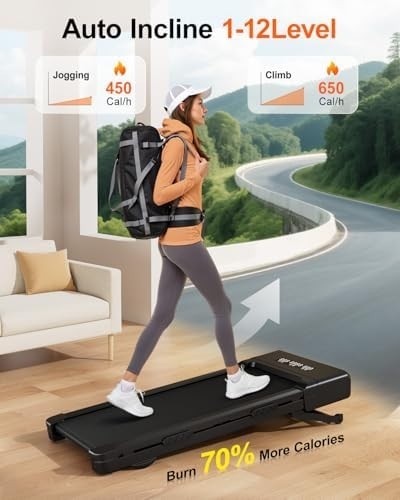 3.0HP Walking Pad Auto Incline 40.5cm Wide Belt APP Control Quiet Home Treadmill