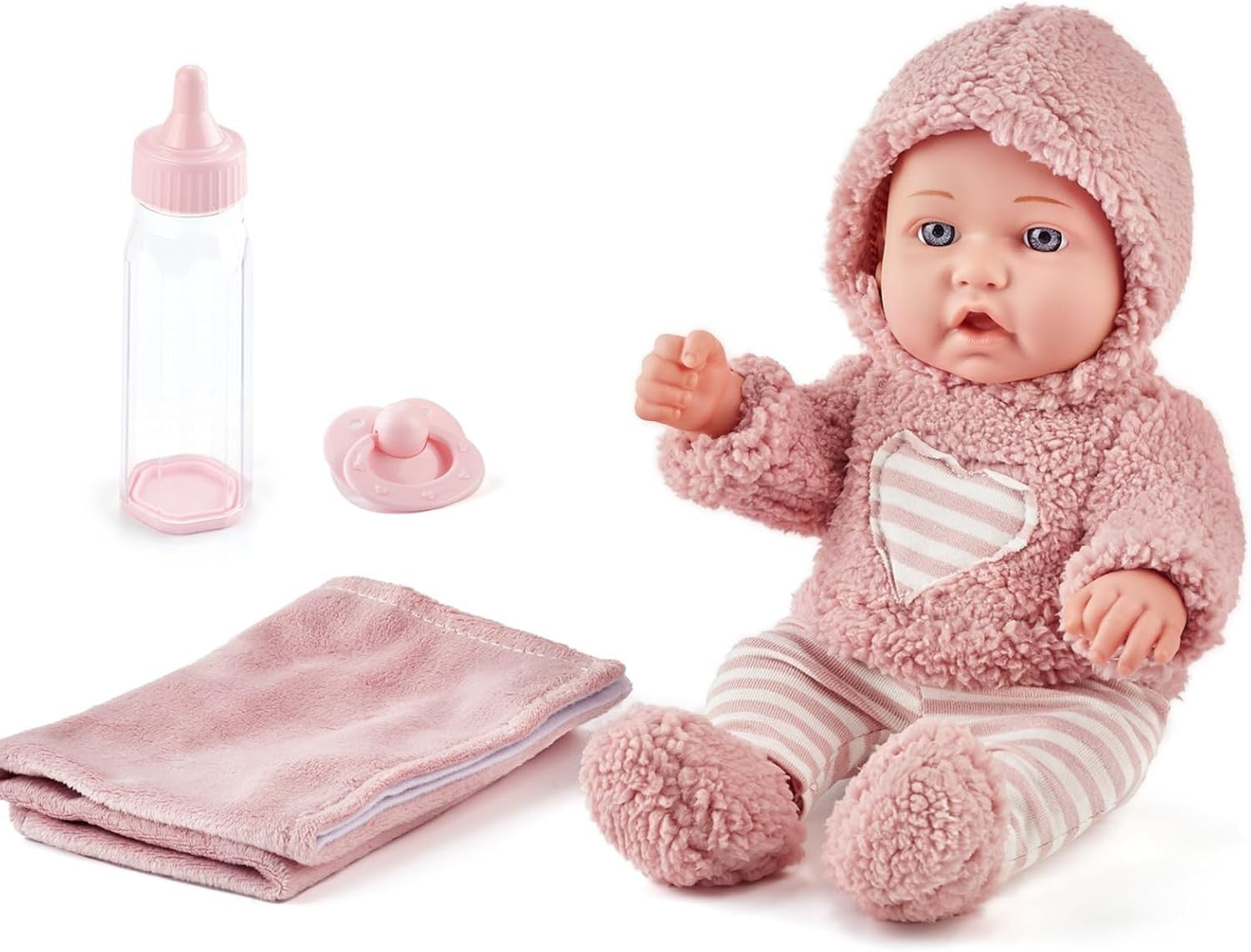 12in Baby Doll Set Toddler Toy with Bottle Blanket Pacifier Gift