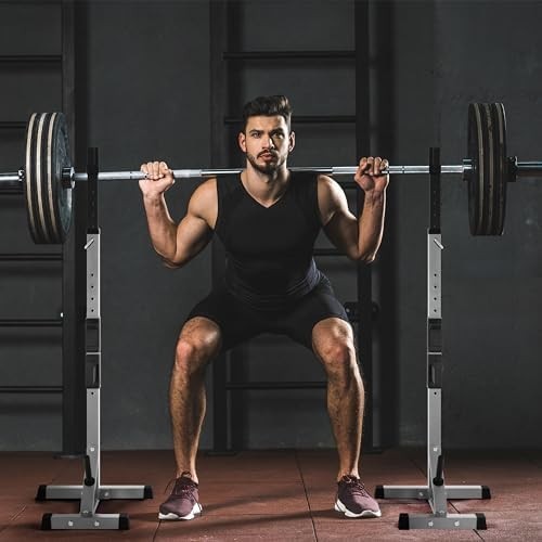 Adjustable Squat Rack Barbell Stand with Dip Station Home Gym Heavy Duty