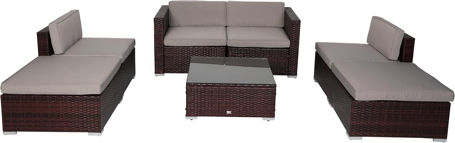 Outdoor Rattan Garden Sofa Set 6-Seater with Coffee Table Weatherproof
