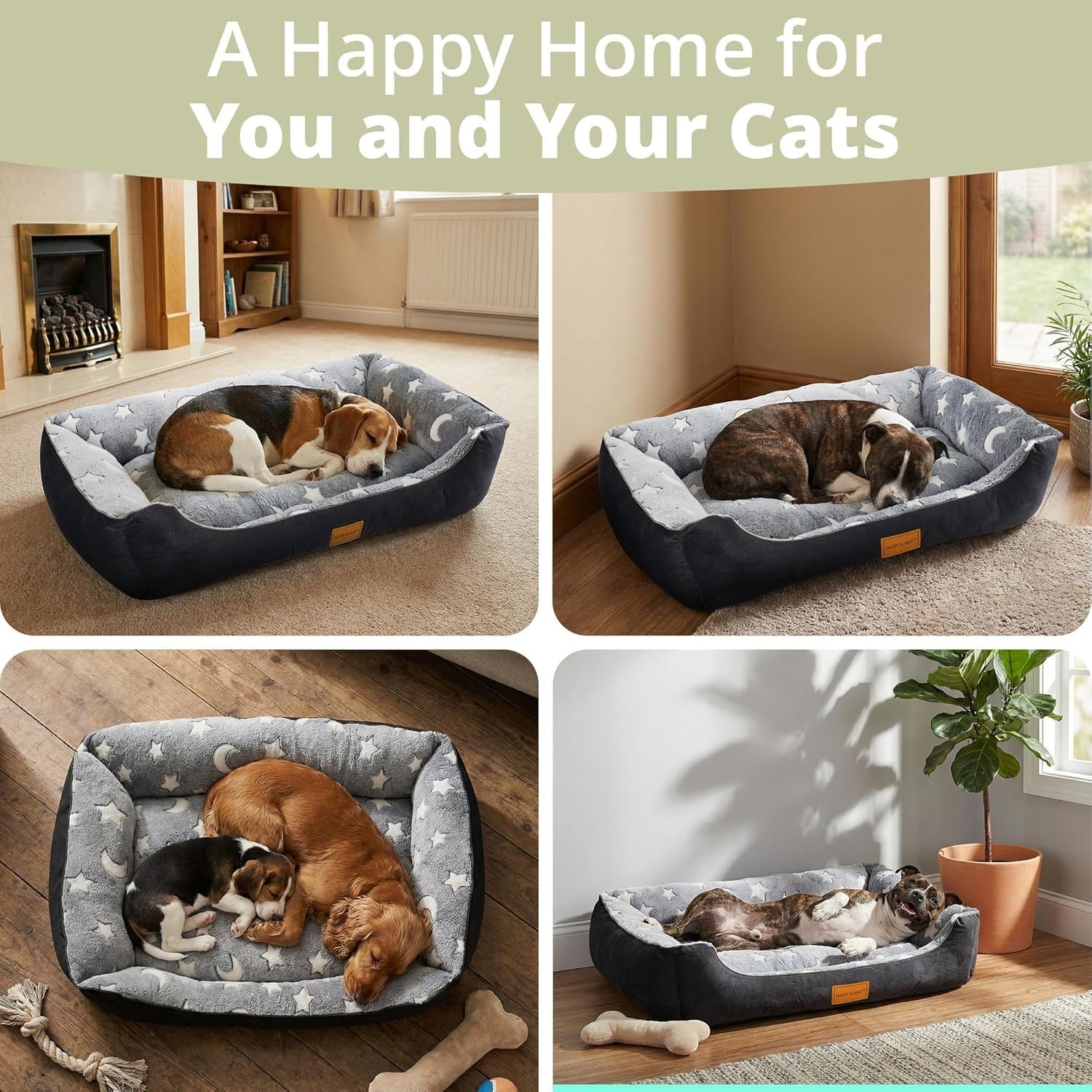 Extra Large Plush Dog Bed 89x64cm Washable Non Slip