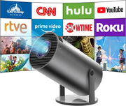 Mini Smart Projector Android WiFi 6 Bluetooth 180° 130” Portable