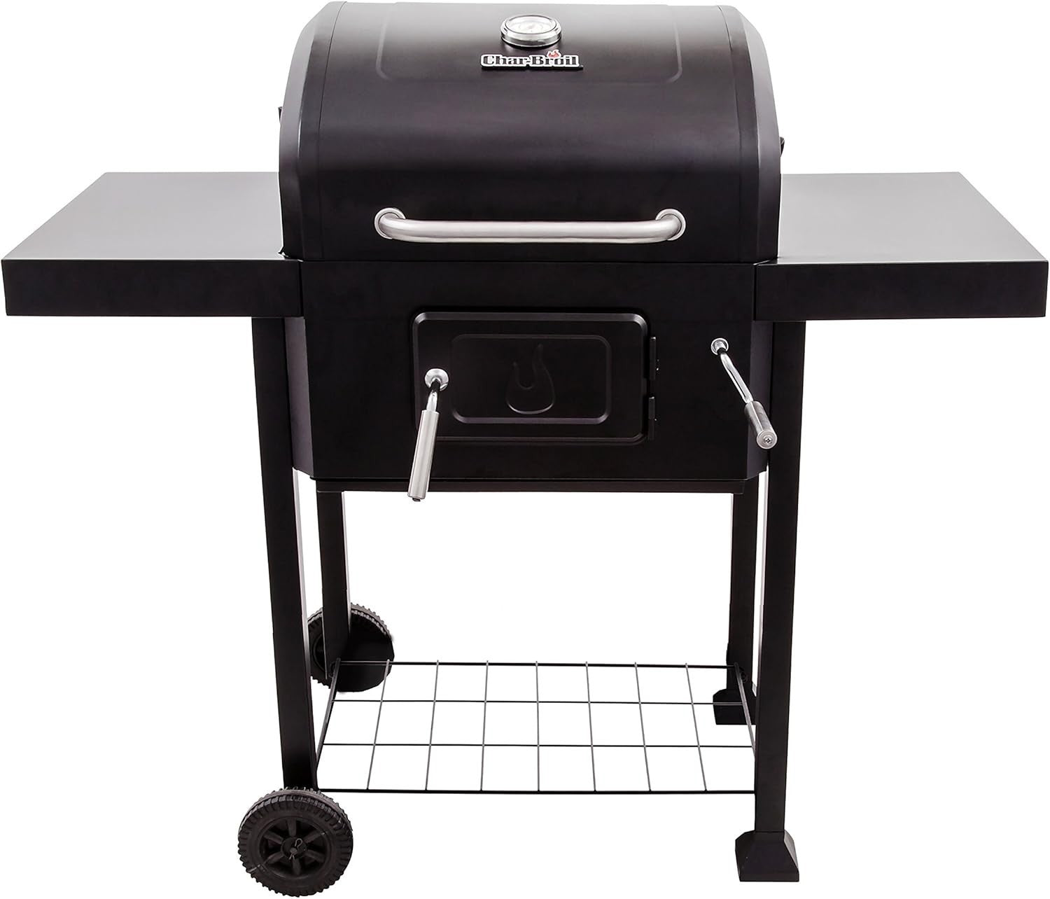 Outdoor Charcoal BBQ Grill with Side Shelf & Storage Rack | Adjustable Heat