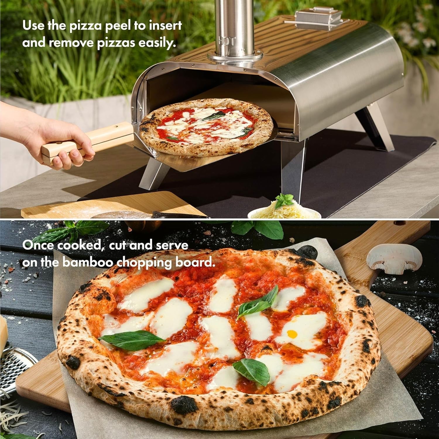 12" Outdoor Wood Fired Pizza Oven with Peel, Cutter, Board & Cover Set