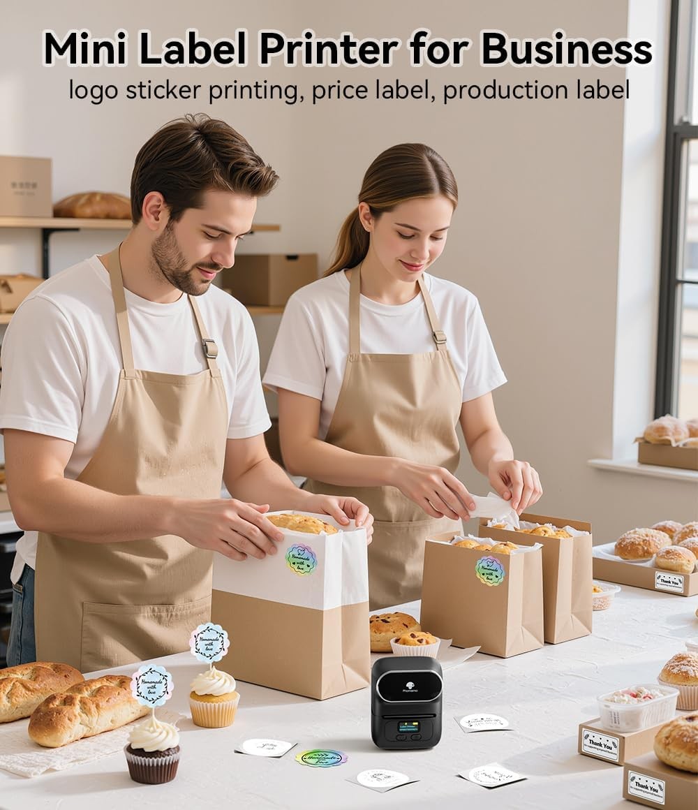 Bluetooth Label Maker 2" Thermal Printer Portable Inkless USB