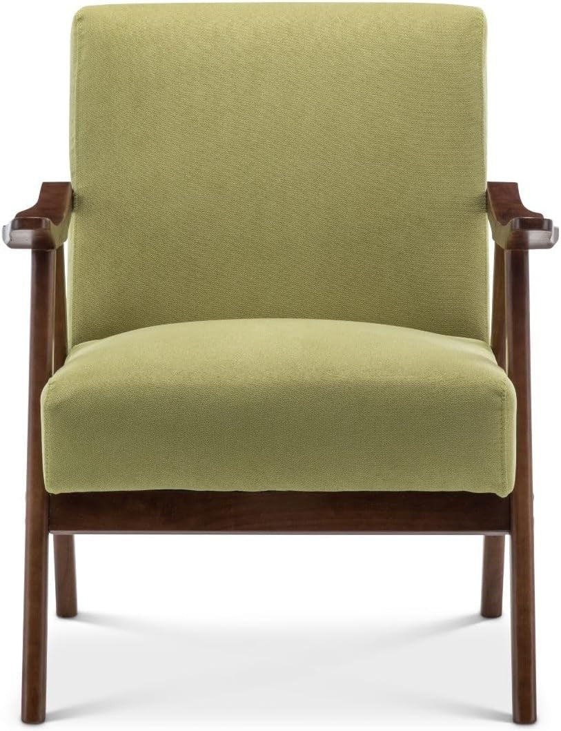 Lime Green Accent Armchair Retro Wooden Lounge Chair