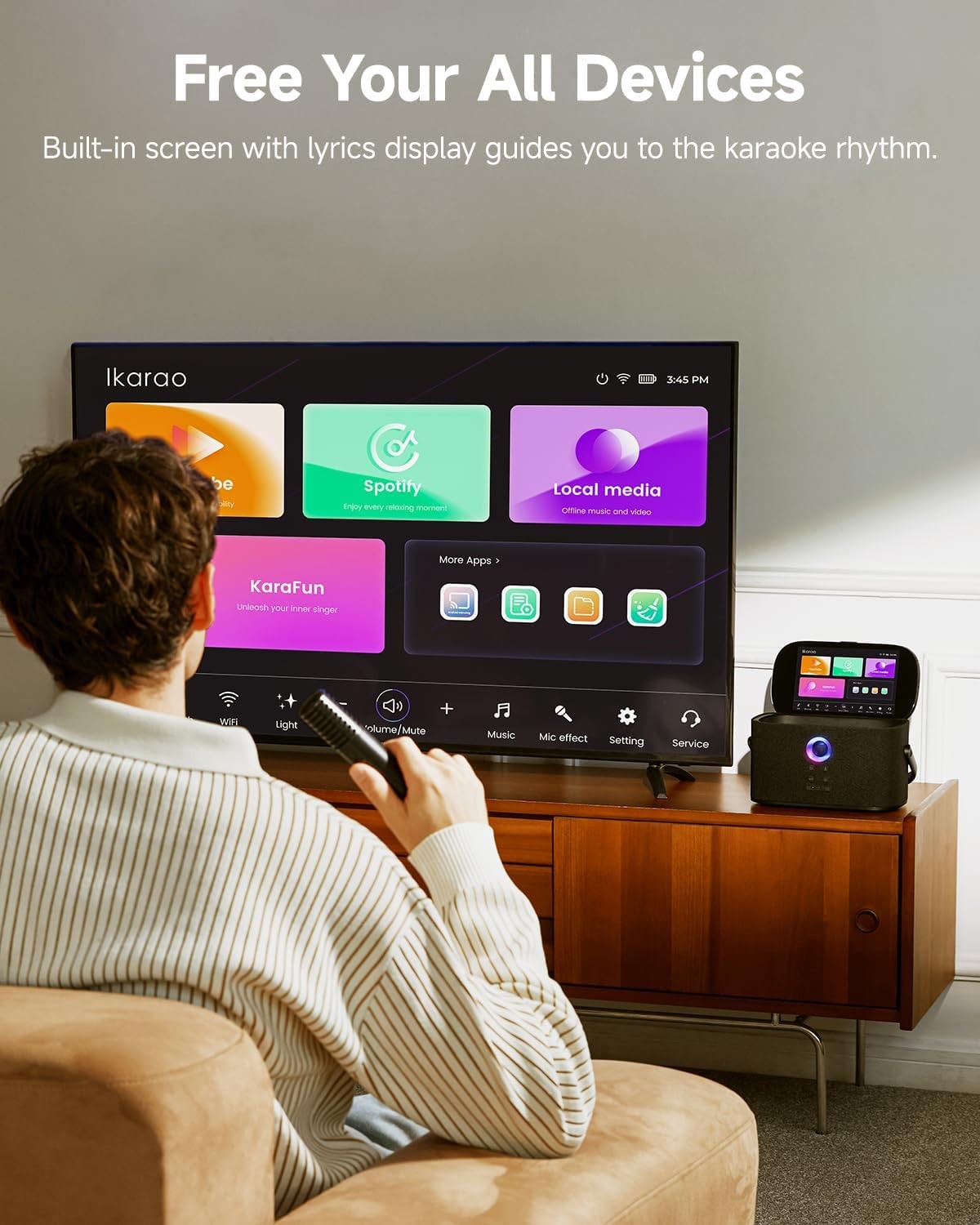Karaoke Machine with Screen 2 Wireless Mics 140W Bluetooth Speaker