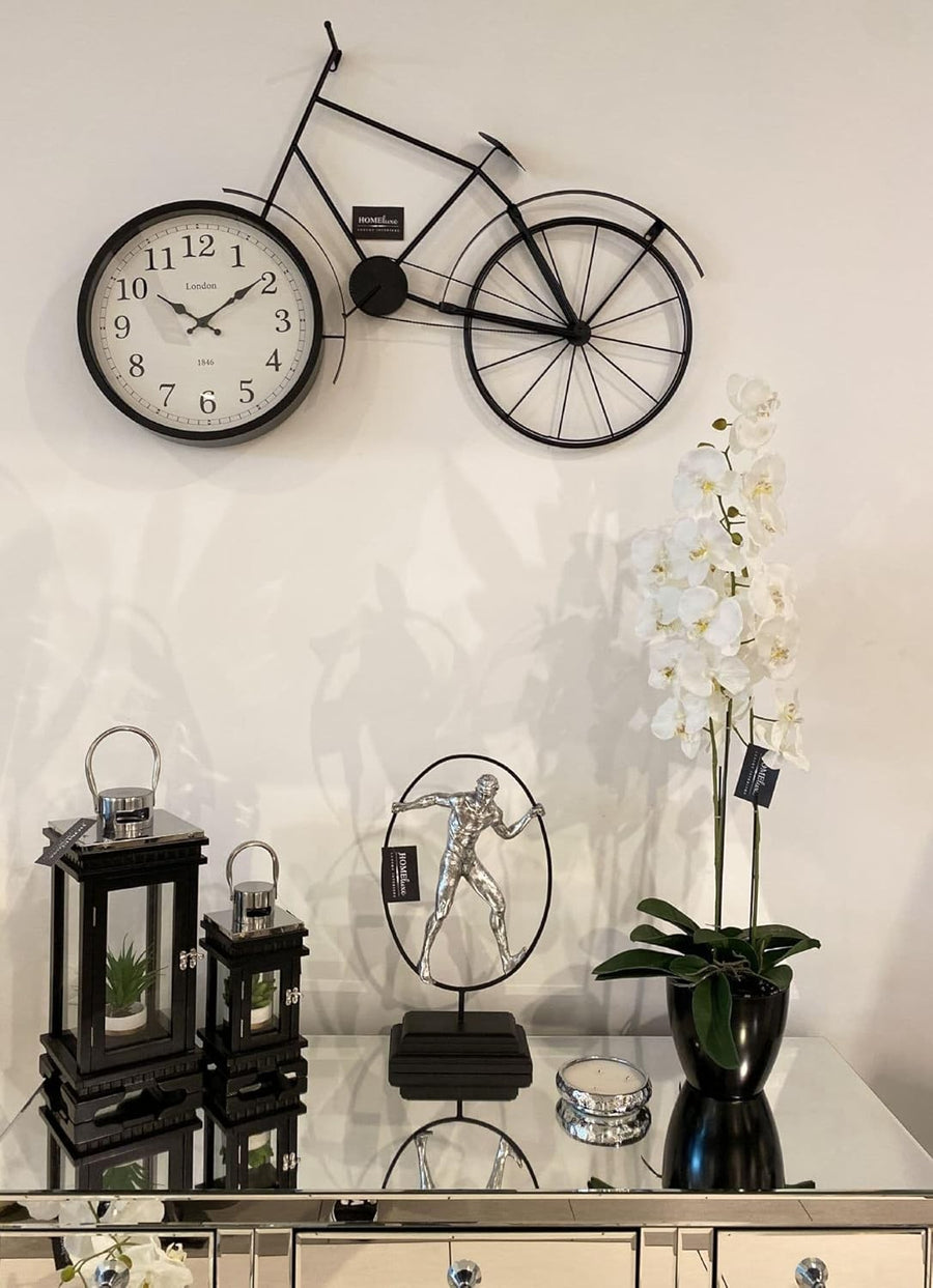 80cm Large Bicycle Wall Clock Metal Vintage Design Silent Quartz Home Decor