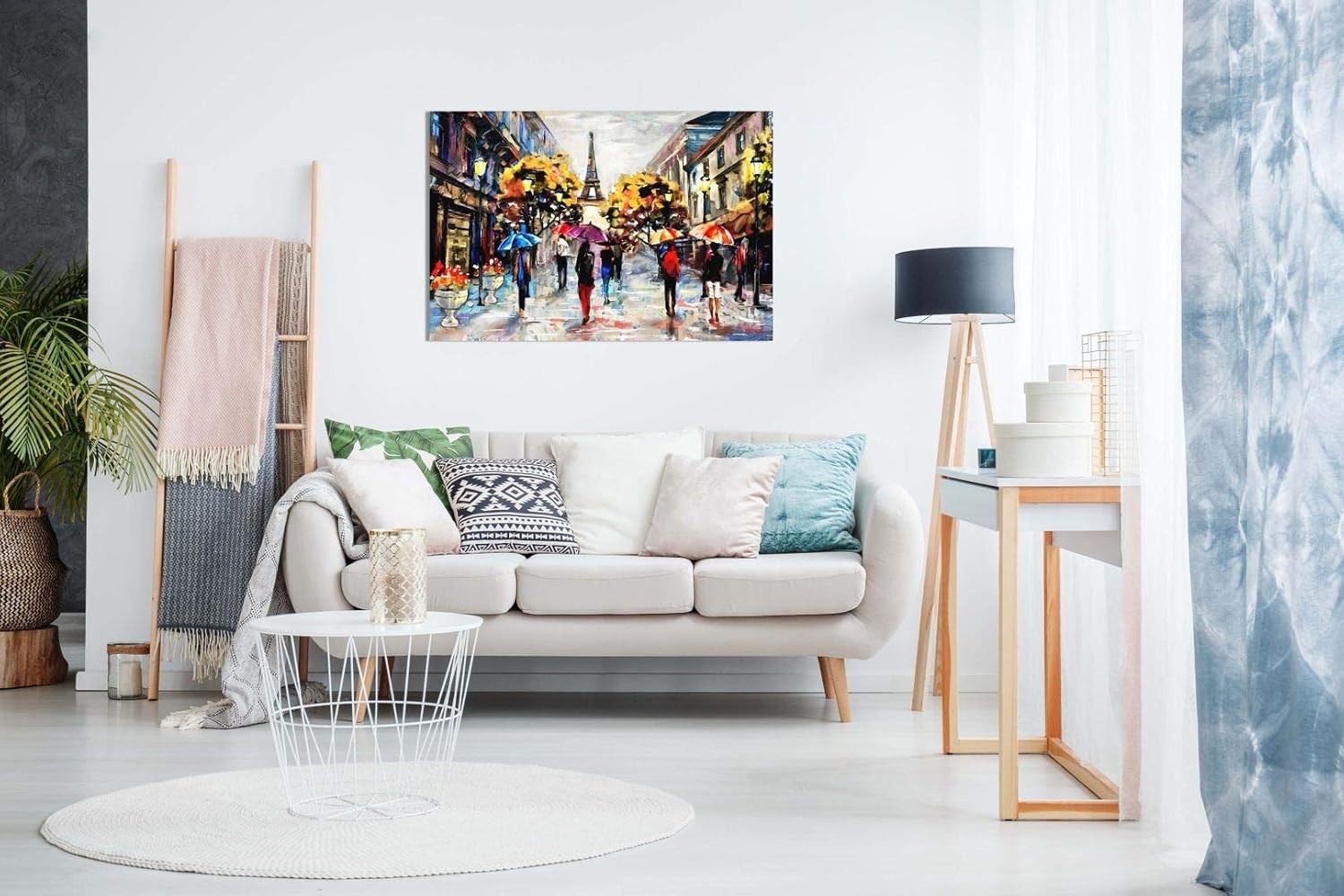 Large Paris Canvas Wall Art Colourful Oil Painting 91x61cm