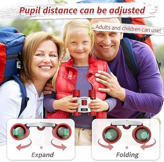 8x21 Waterproof Kids Compact Binoculars Mini Travel for Bird Watching Red