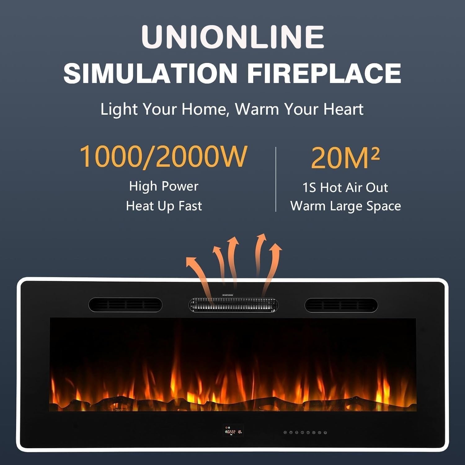 102cm Electric Wall Mounted Fireplace Insert with 10 LED Flames & Remote