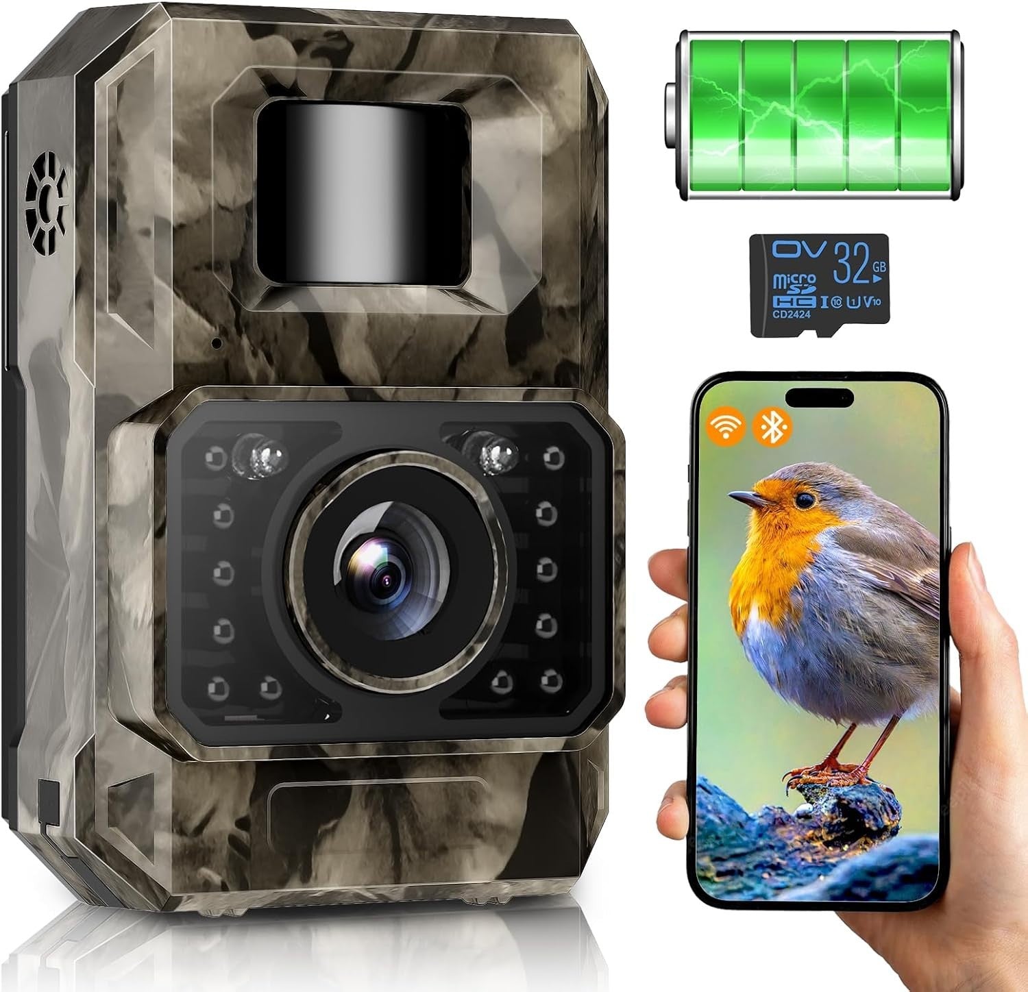 4K 64MP WiFi Trail Camera Night Vision Motion Activated Waterproof Cam