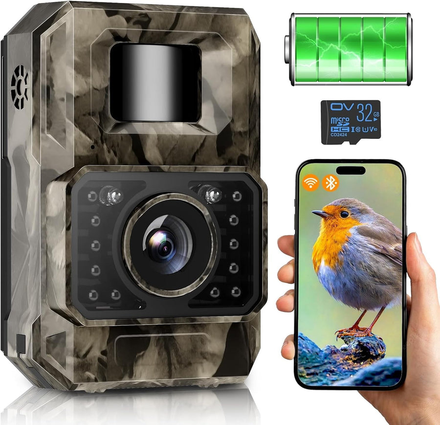 4K 64MP WiFi Trail Camera Night Vision Motion Activated Waterproof Cam