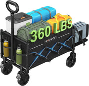 90L Folding Festival Wagon Trolley 360lb Load Expandable Camping Cart