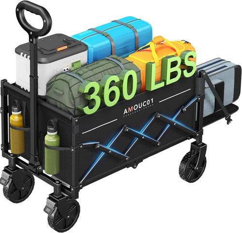 90L Folding Festival Wagon Trolley 360lb Load Expandable Camping Cart