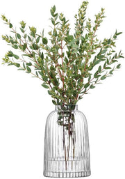Clear Pleated Glass Vase 20cm Tall Modern Flower Vase Minimal Home Decor