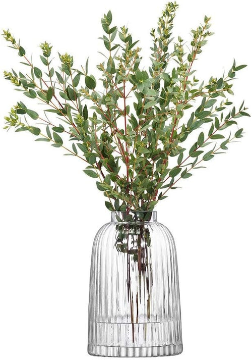 Clear Pleated Glass Vase 20cm Tall Modern Flower Vase Minimal Home Decor