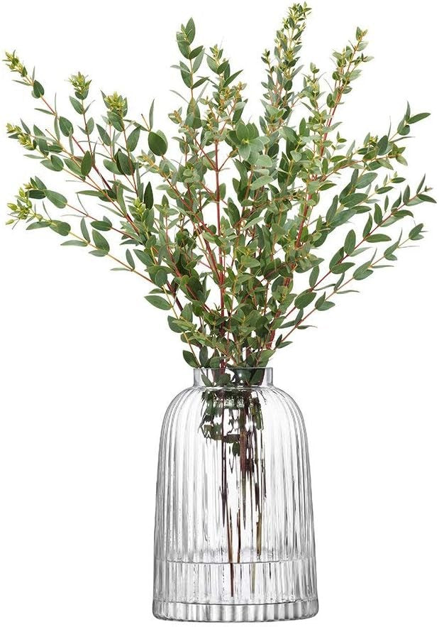 Clear Pleated Glass Vase 20cm Tall Modern Flower Vase Minimal Home Decor