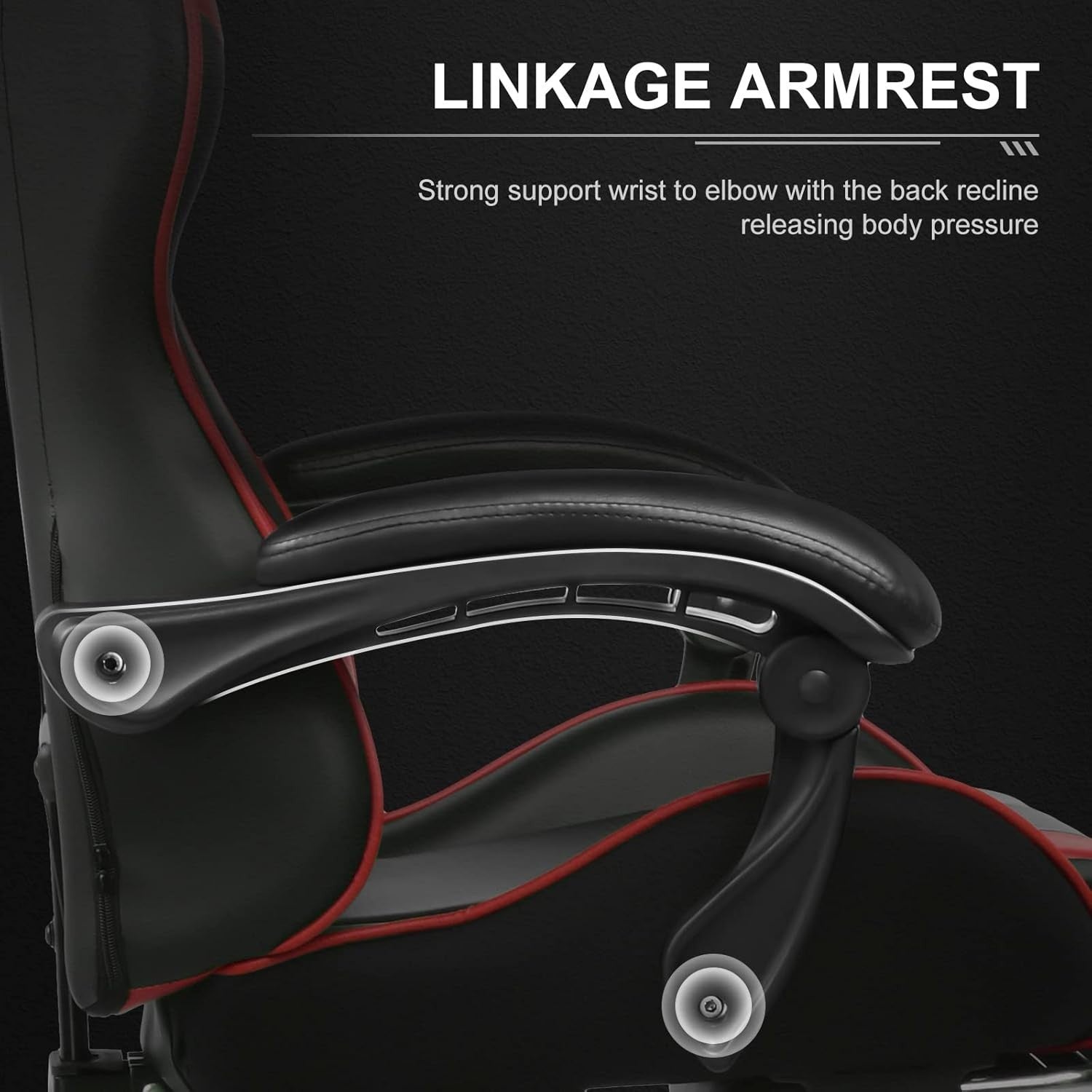 Gaming Chair Ergonomic Red Faux Leather Reclining Footrest Office PC Desk
