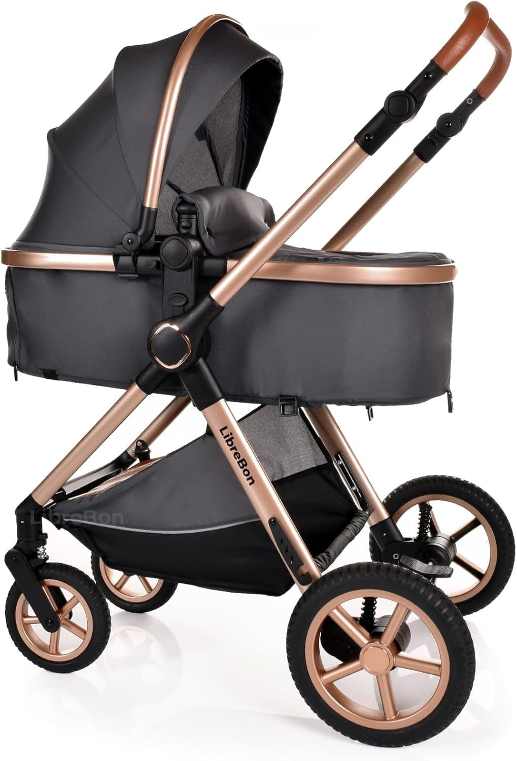 3 in 1 Baby Travel System Lightweight Pram Pushchair Foldable Stroller Grey